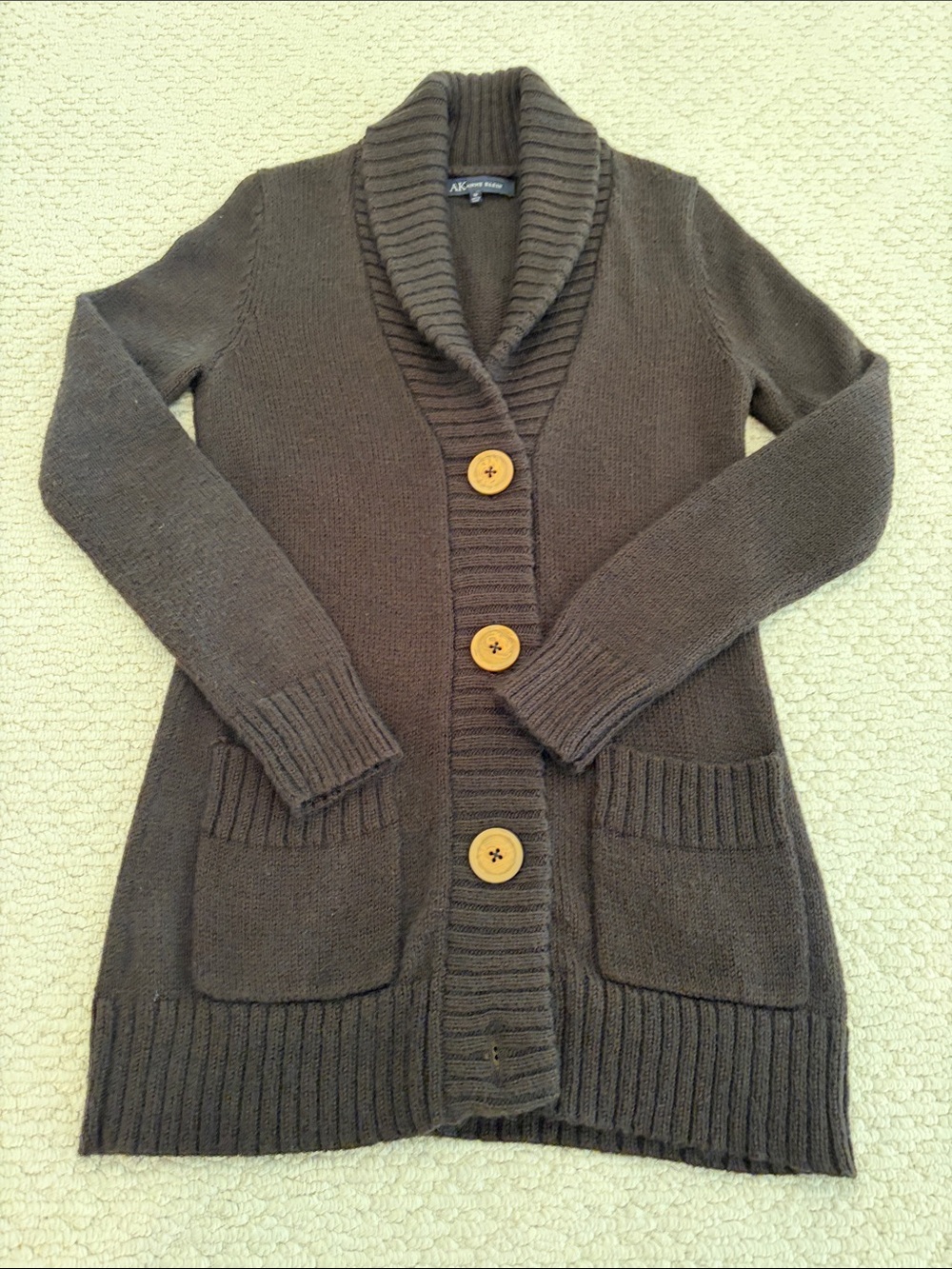 Anne Klein Brown Cardigan with Belt. Size Medium. Good Condition.